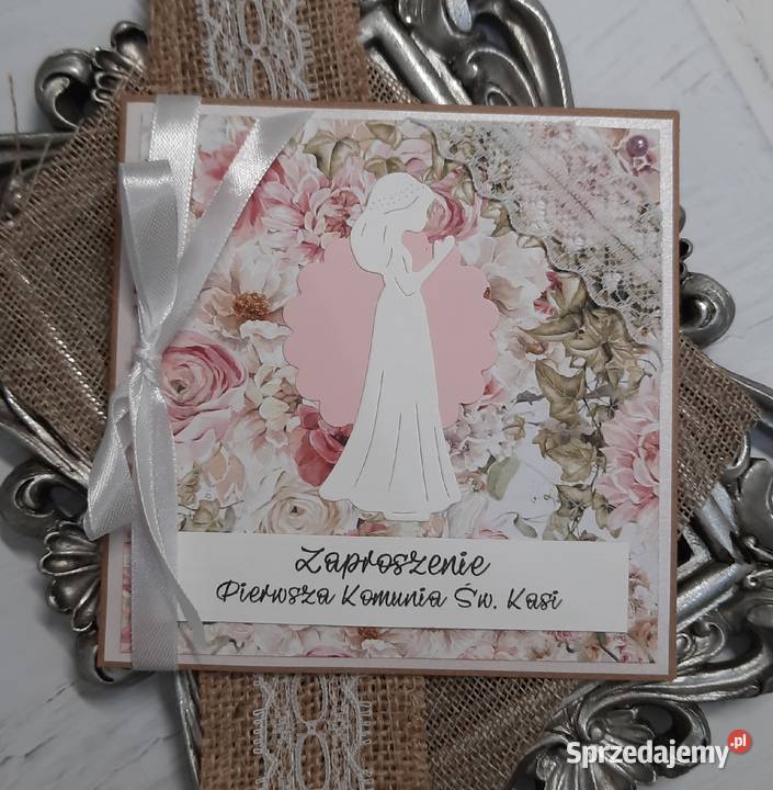 Zaproszenie handmade na komunie Ryki