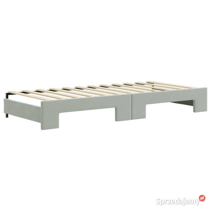 Sofa rozsuwana z szufladami jasnoszara aksamit Łóżka Warszawa