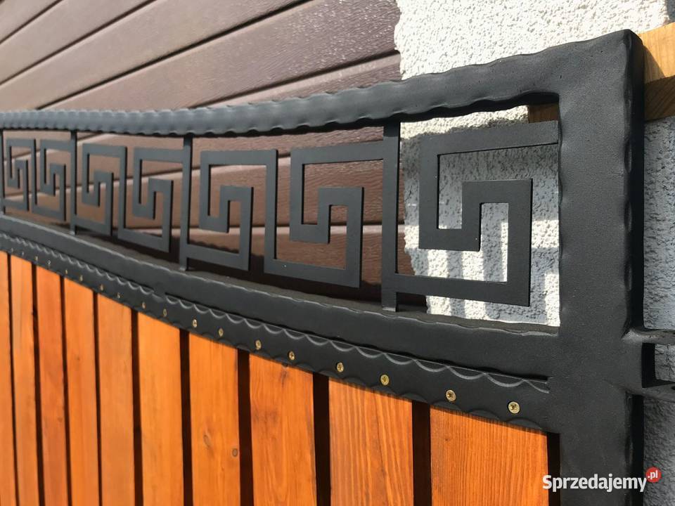 D1 Brama dwuskrzydłowa kuta drewno łuk z łukiem Zgorzelec