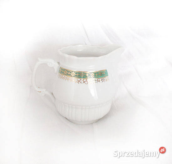 prl mlecznik z zielonym paskiem porcelanowy Dzbanki, karafki i mleczniki Szczecin