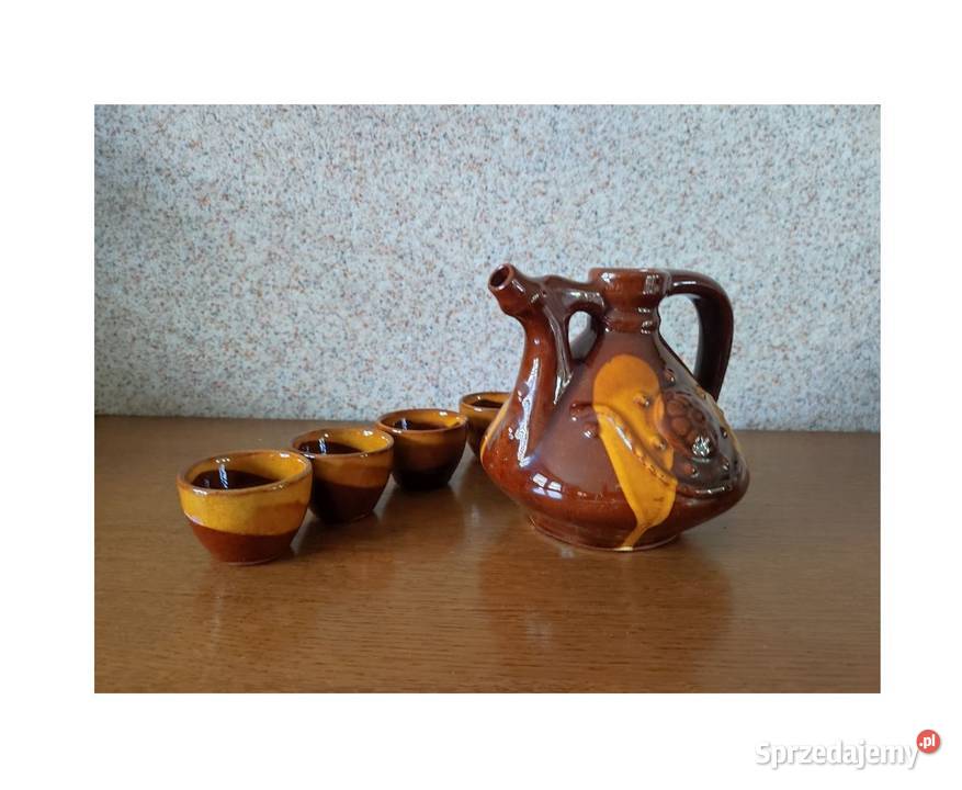 porcelit kamionka wypalany zestaw kubeczki sprzedam