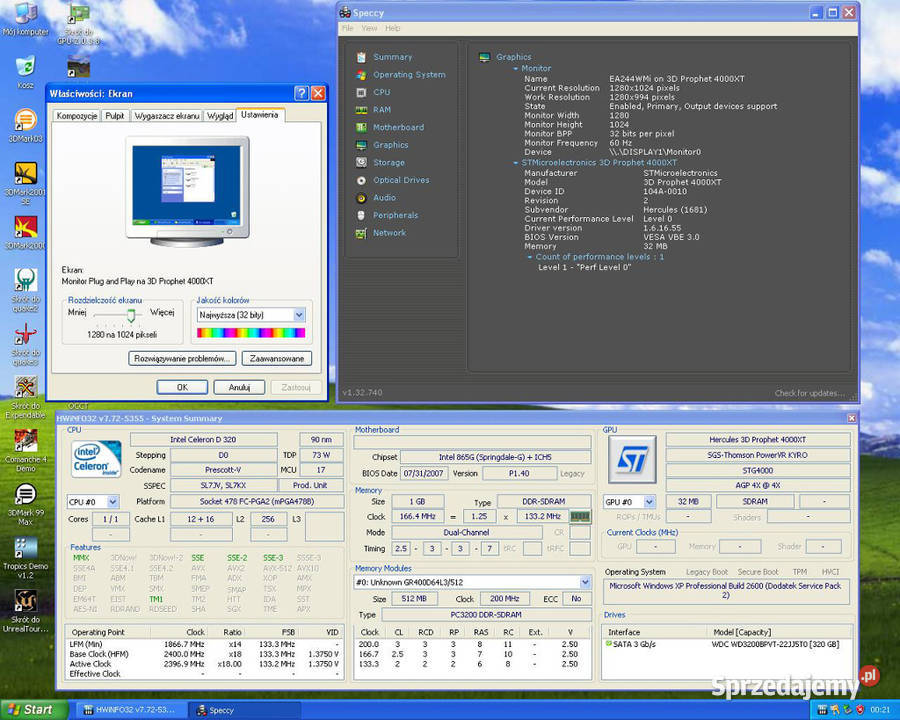 HERCULES 3D Prophet 4000XT Kyro STG4000X 32MB 32GB Cielądz