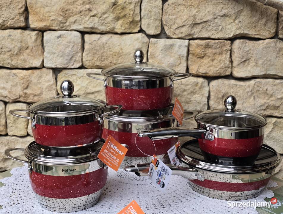 279 Garnki nierdzewne czerwone Hoffner Zabrze