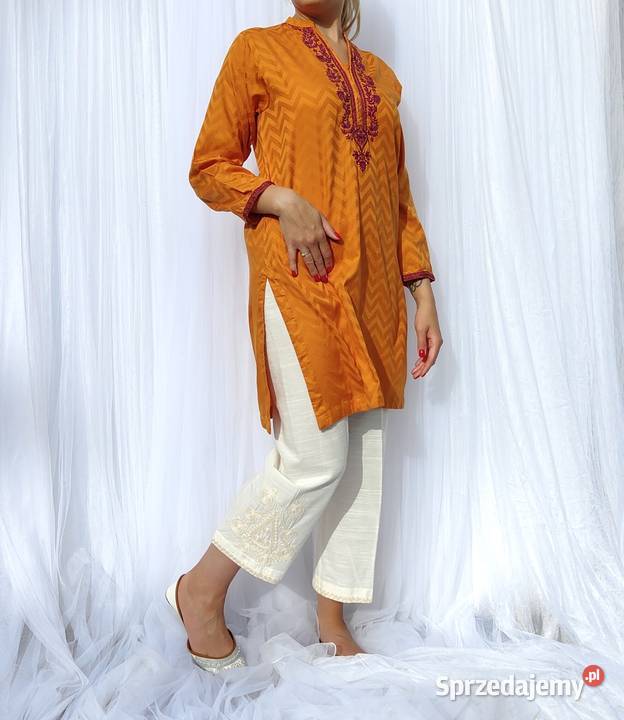 Pomarańczowa tunika Bollywood S 36 kameez haft Szczecin sprzedam