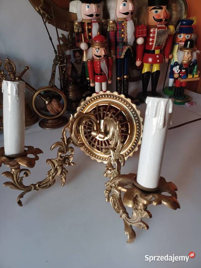 Piękny masywny kinkiet mosiężny Poznań