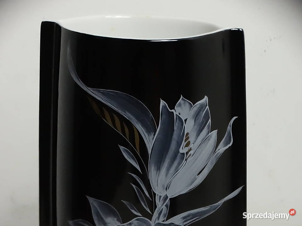 Elegancki czarny wazon porcelanowy Seltmann Biłgoraj sprzedam