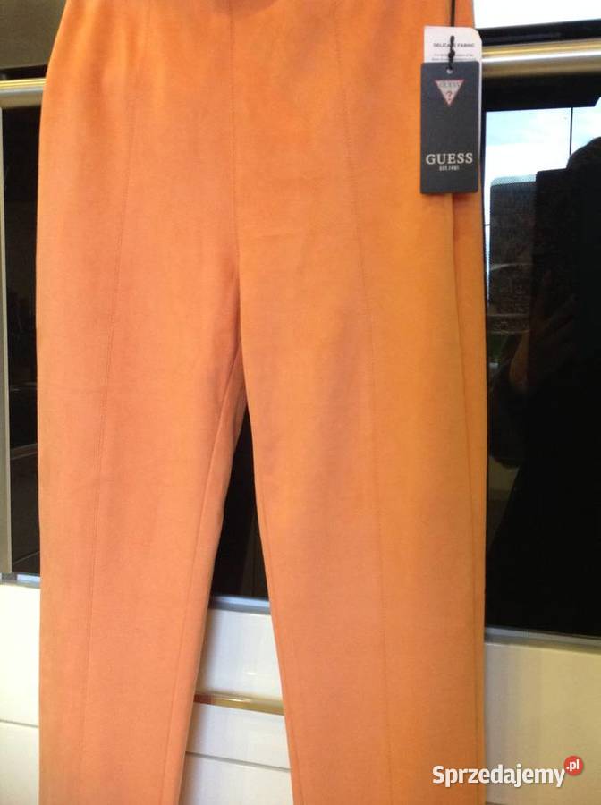 Legginsy Welurowe Damskie GUESS S SM Orange NOWE Spodnie Nowa Sól