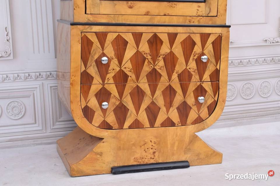 Duża Witryna Art Deco Gięte Drewno 2 Szuflady Meble Kraków