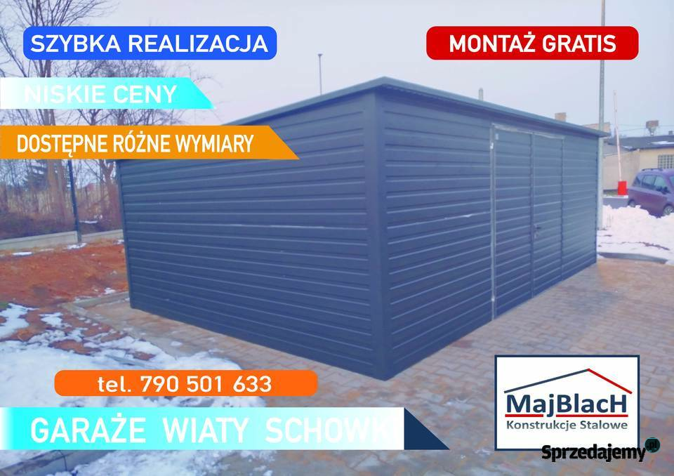 GRAFITOWY GARAŻ BLASZANY Altana Wiata Garaże Myślibórz