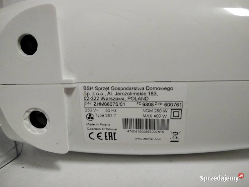 MIKSER ROBOT KUCHENNY RĘCZNY ZELMER ZHM0807S AGD drobne Pabianice