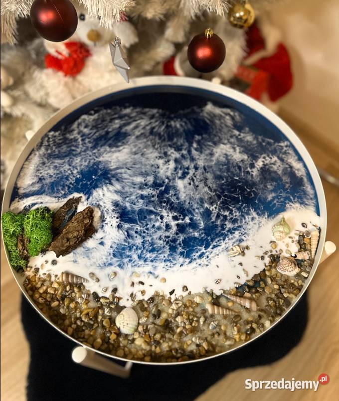 Stolik kawowy z tacą z zywicą epoksydową Wrocław