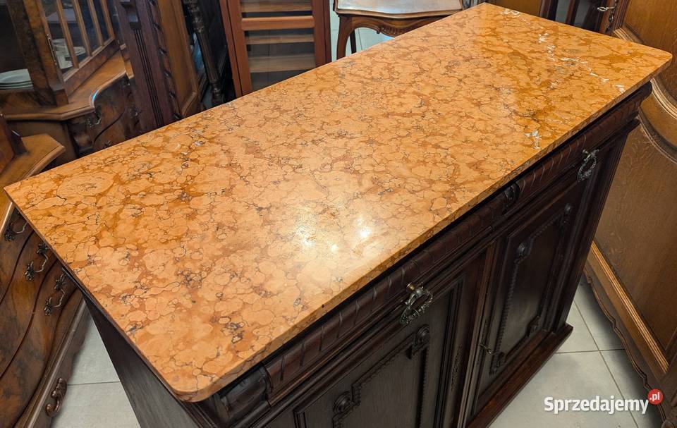 Piękna dębowa komodaszafka secesyjna z marmurem Dąbrowa Górnicza sprzedam