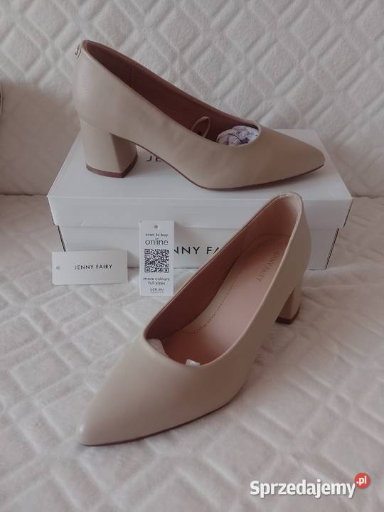 38 Fairy Ekskluzywne beżowe czółenka w pudełku 25cm Kraków