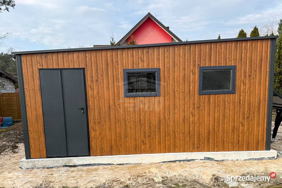 Garaz blaszany 5x6 m brama uchylna drzwi 2x okno Wrocław sprzedam