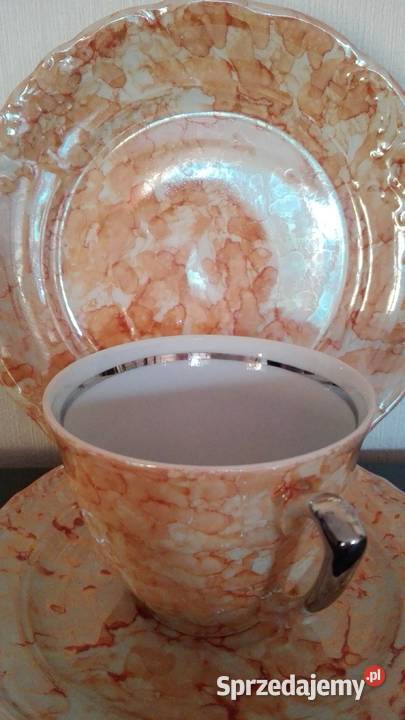 Trio porcelana Wałbrzych talerz spodek filiżanka Warpechy Stare