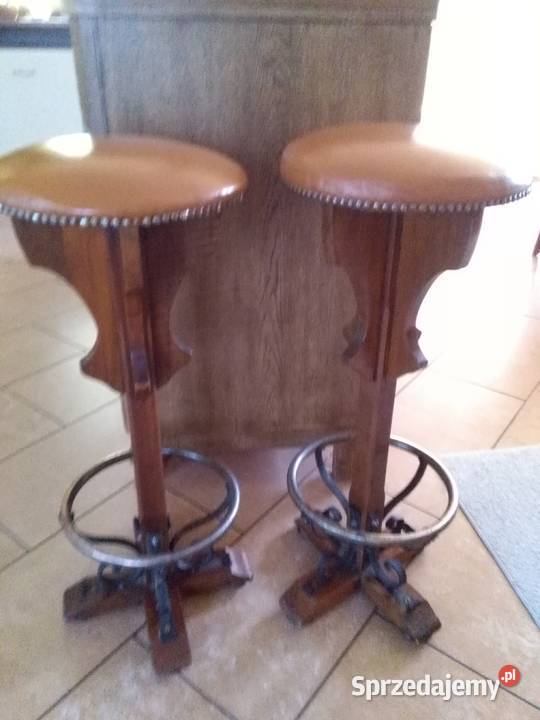 2 hokery skóradrewnometal Celestynów sprzedam