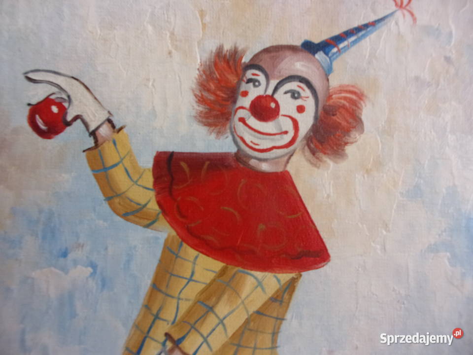 Obraz olejny KLAUN sygnowany AMorgan wym 43x33