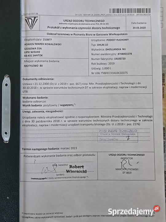 Winda samochodowa 1 tona Dhollandia DHLM10