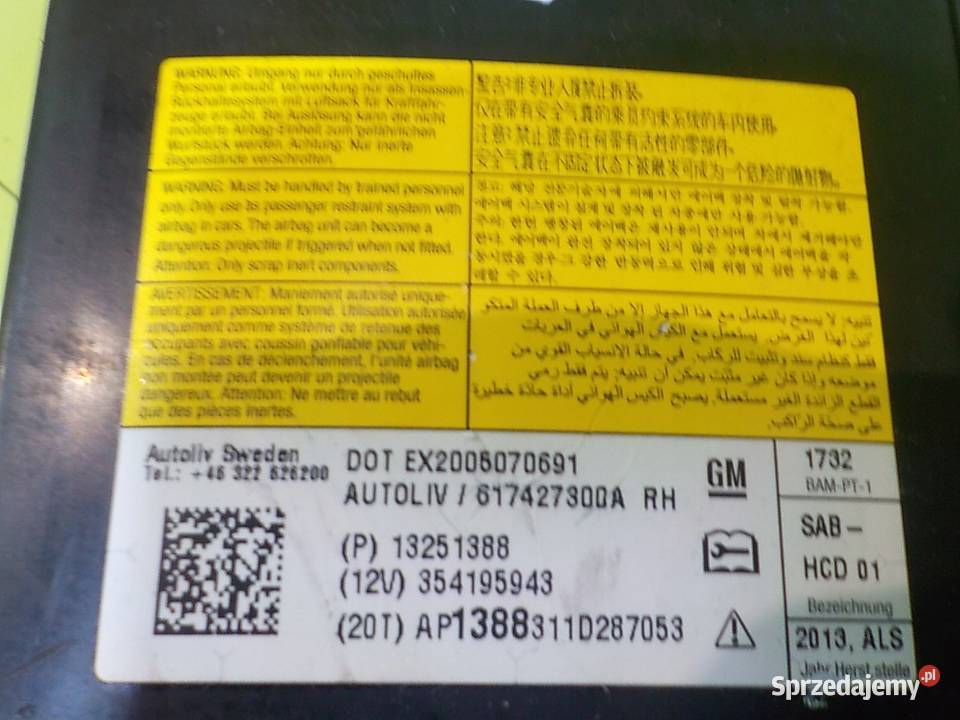 OPEL ZAFIRA C 14r 5D airbag poduszka fotela mazowieckie Suków