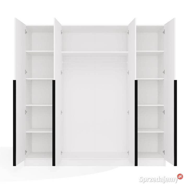 Szafa SENSO 4D 200 4 Drzwi Czarne Uchwyty 200cm Dom i Ogród