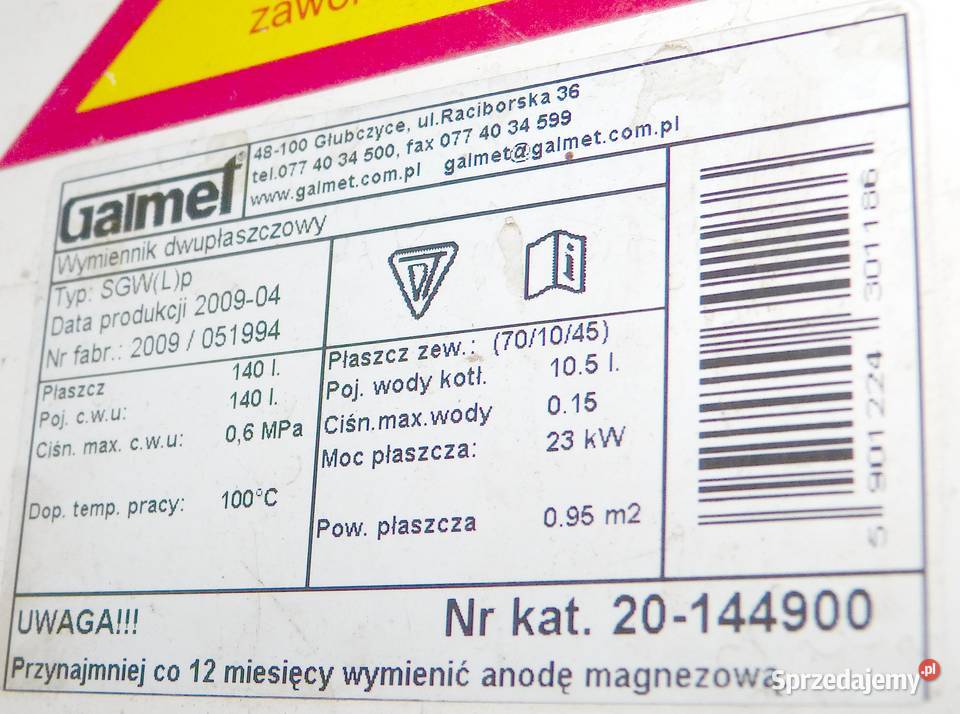 Kompletna instalacja CO Kocioł 7KW bojler 140l Piece i kominki Bytom