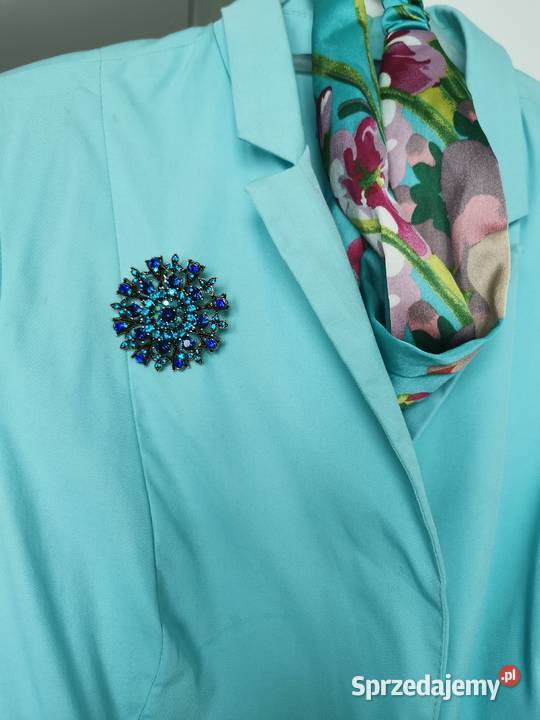 Broszka damska turkusowy kwiat Kraków