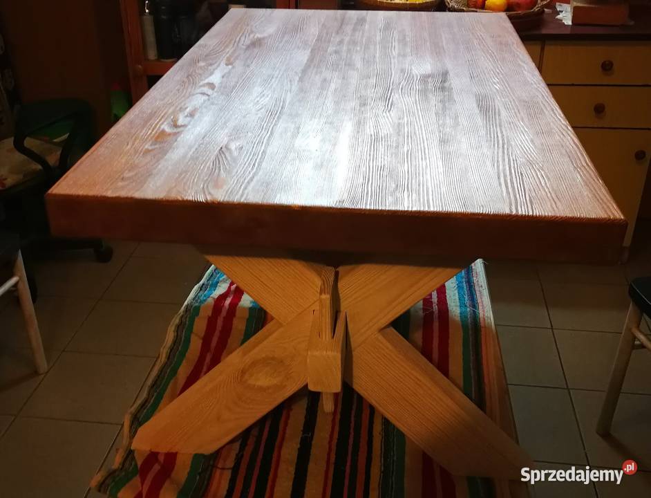 Ława drewniana postarzana stolik kawowy stół 100cm Radków