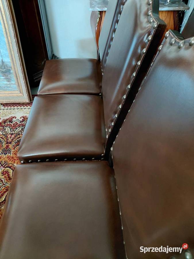 Eleganckie stylowe krzesła skórzane 6 sztuk Białystok