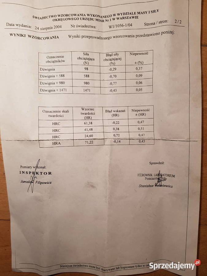 Twardościomierz ROCKWELLA Łucznik polski stan Produkcja