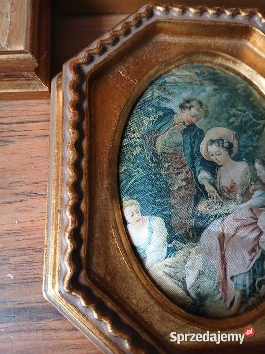 Zestaw 4 starych obrazków w drewnianych ramkach małopolskie Kraków
