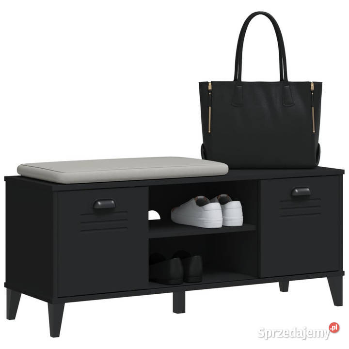 Ławka na buty VIKEN czarna 106x35x45 materiał Warszawa