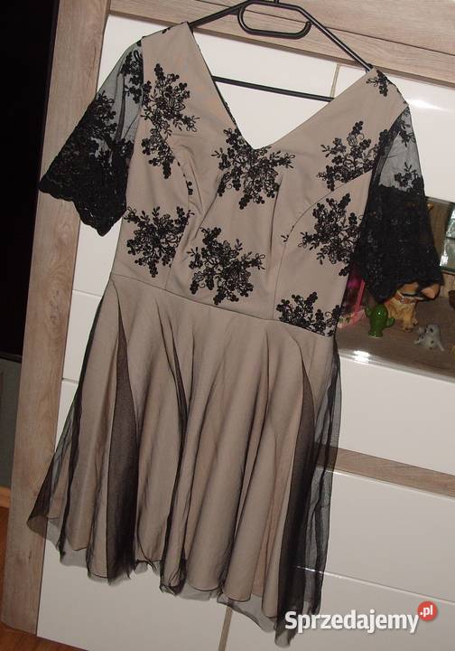 NOWA koktajlowa sukienka FORTI koronka haft r38 czarny wielkopolskie