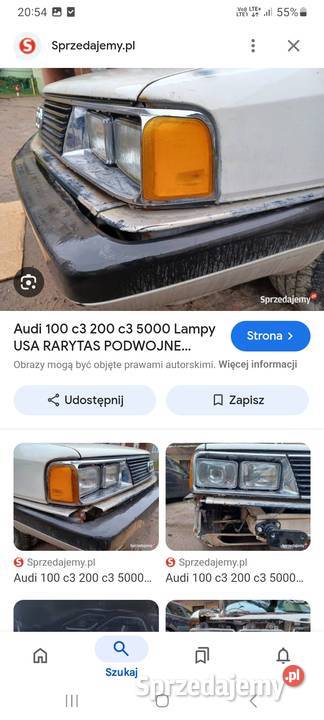 Audi 5000 lampy przednie podwojne USA rarytas Grudziądz