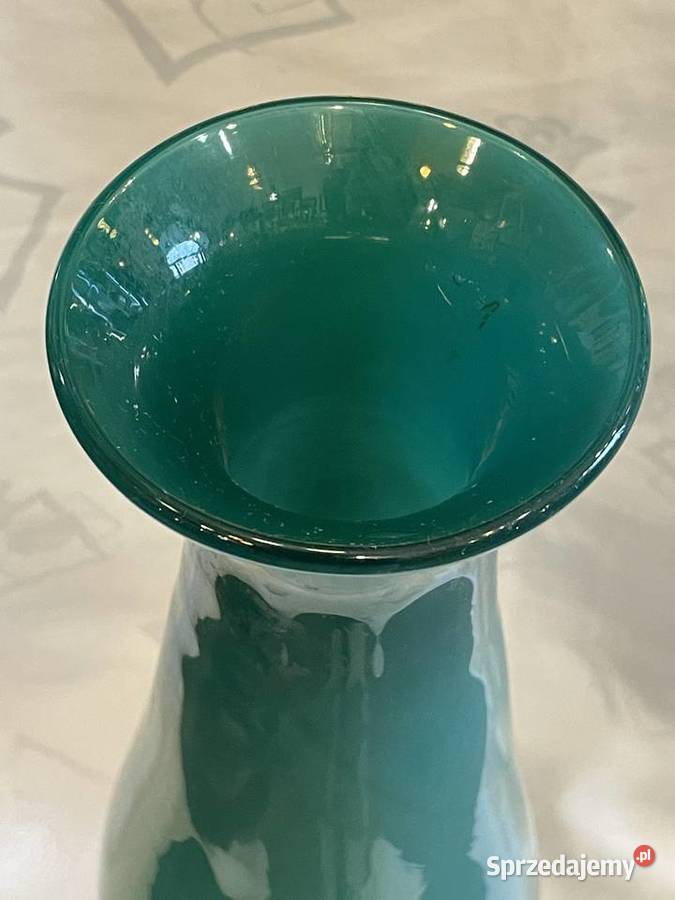 Wazon KIS z PRL turkusowe szkło artystyczne Porcelana i szkło Kraków sprzedam