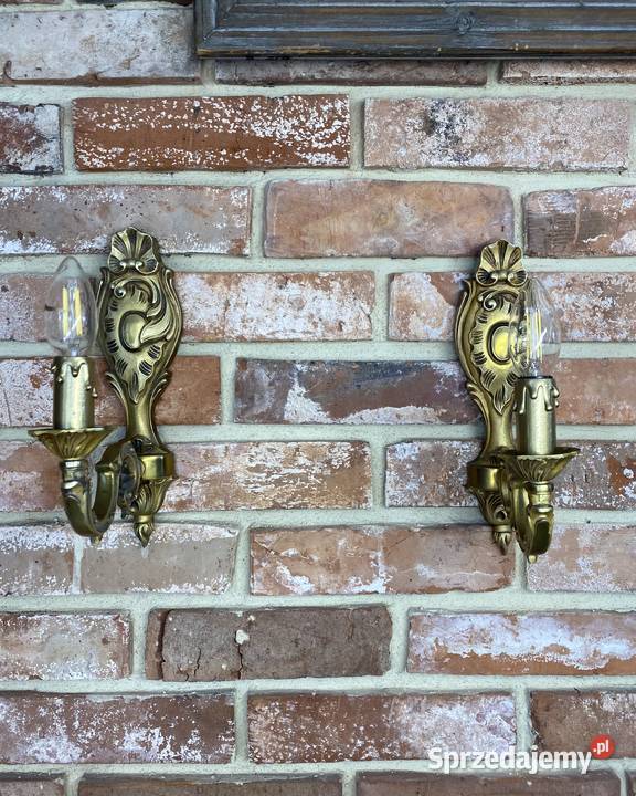 Para Francuskich kinkietów 4 mosiądz Antyk Poznań