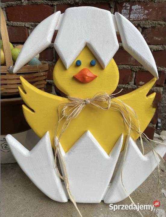 Zając królik wielkanocny drewniana ozdoba biały łódzkie Zgierz