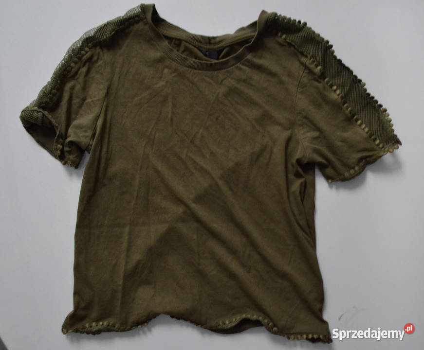 krótka bluzka z siateczką crop top khaki Bluzki i koszule sprzedam