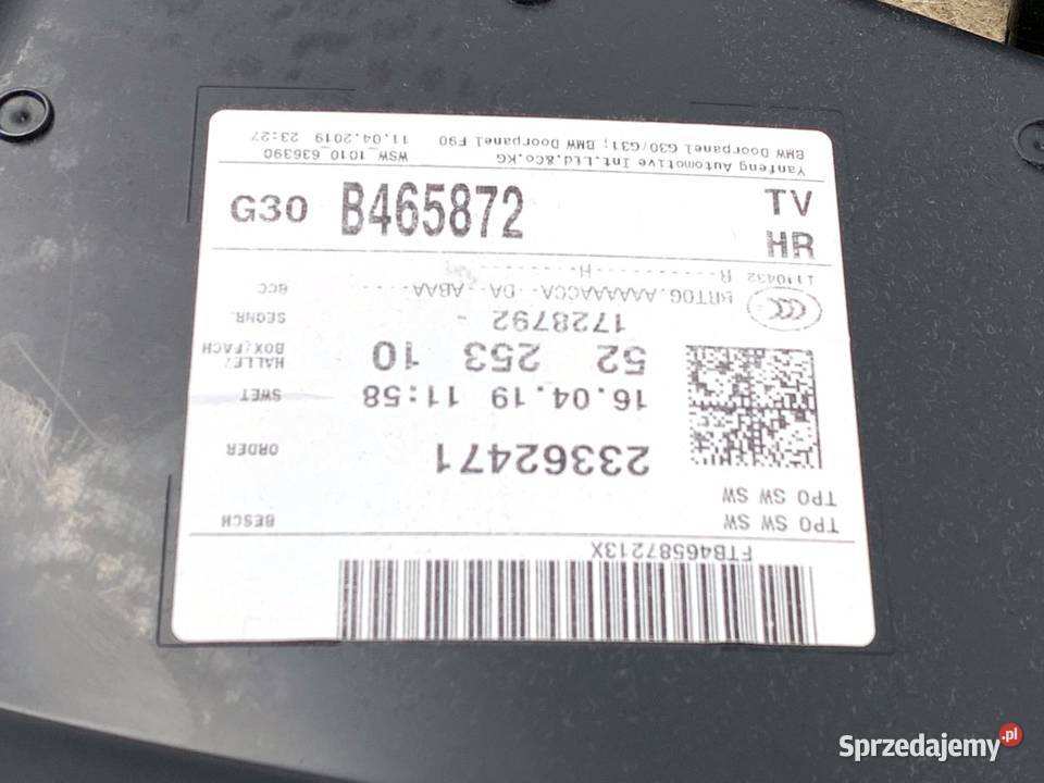 BOCZEK DRZWI PRAWY TYŁ BMW G30 SedanLimuzyna