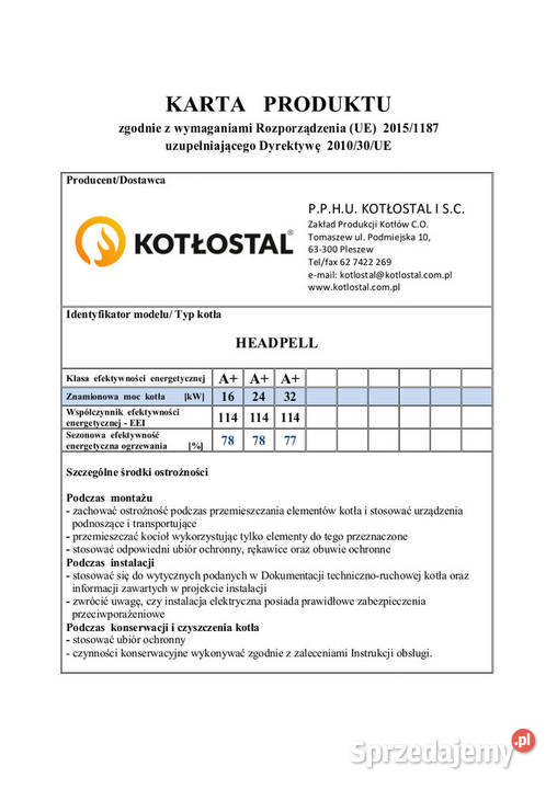 Kocioł co HeadPell 16 kW pellet piec dolnośląskie Dziadowa Kłoda