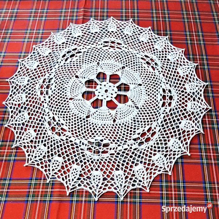 Serwetka na szydełku Wielkanocna rękodzieło biały Poznań