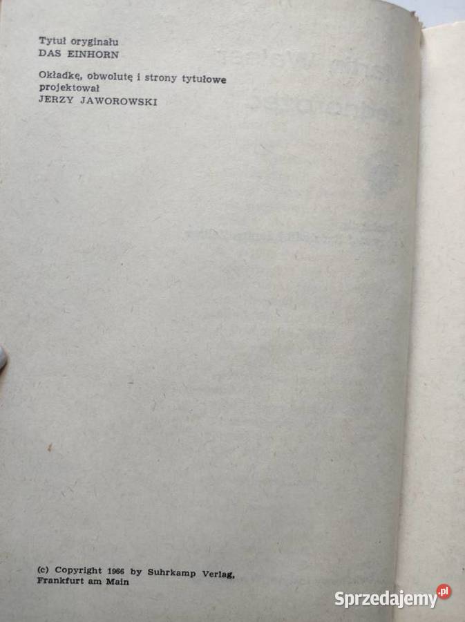Martin Walser Jednorożec 1971 Das Einhorn świętokrzyskie Kielce sprzedam