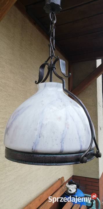 Lampa wisząca duża szklana metaloplastyka metal Garwolin