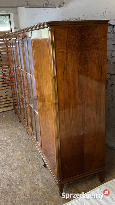 Barokowa szafa pięciodrzwiowa z witryną intarsje Budno