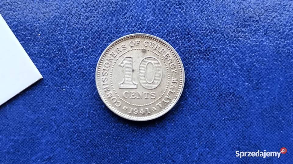 Stare monety 10 cent 1941 Malaje srebro podkarpackie