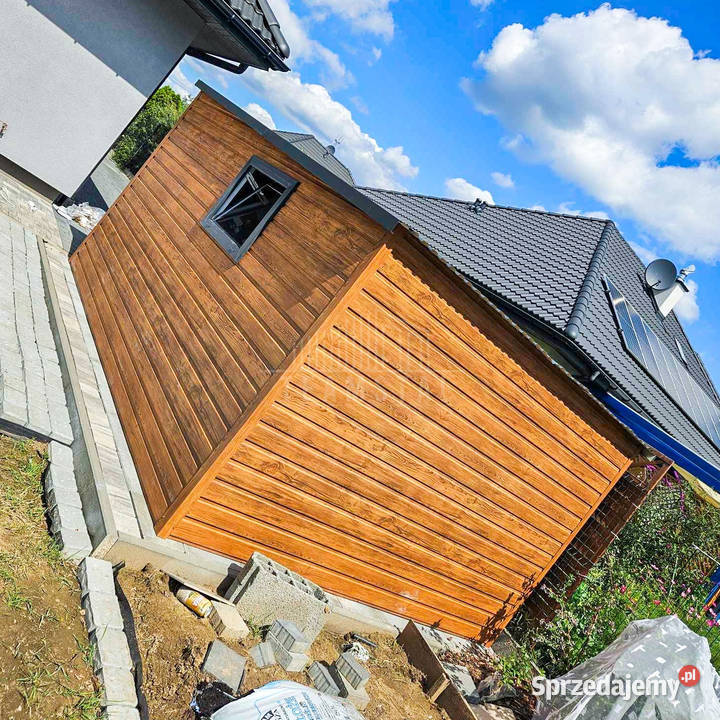 Garaż blaszany 3x4m brama uchylna okno