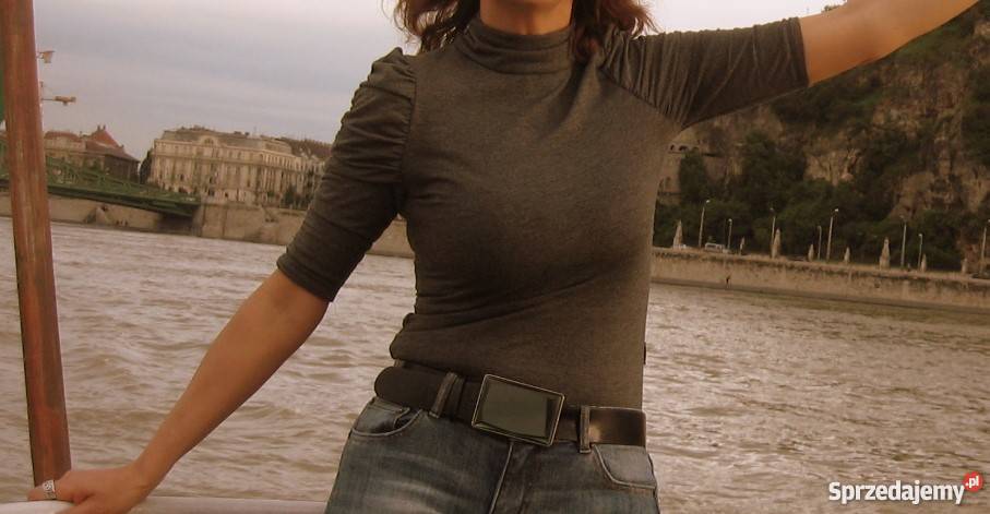 Bluzeczka szara z bufiastymi rękawami rozmiar 36 3/4 Bluzki i koszule sprzedam