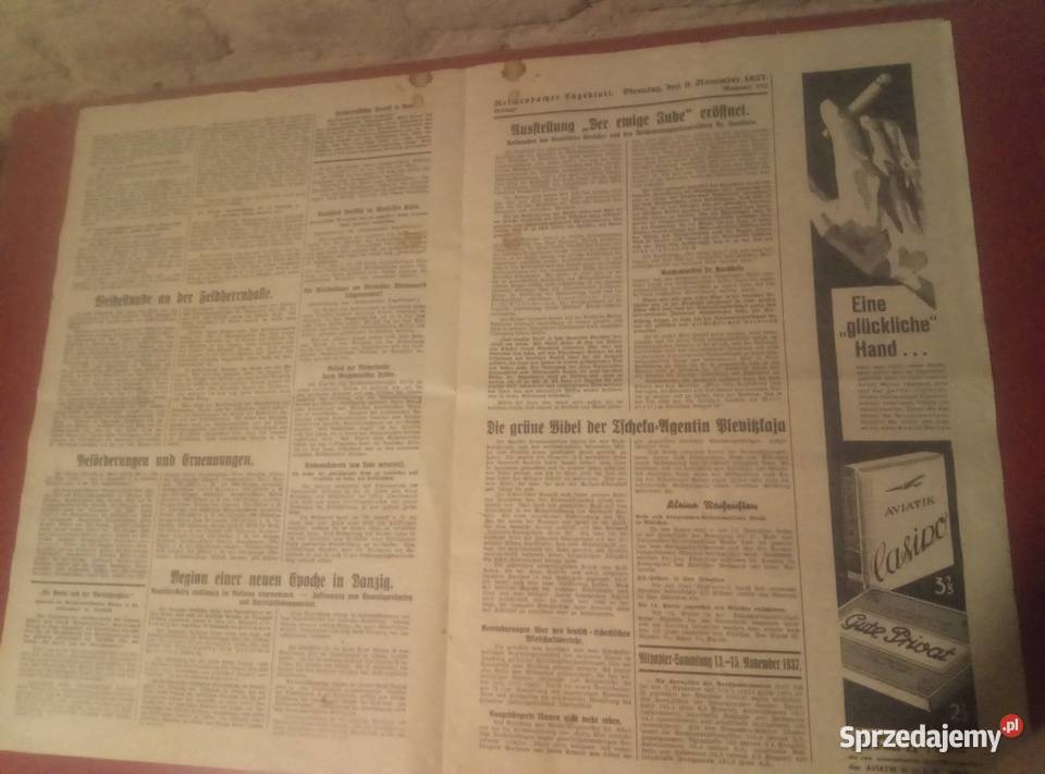 Niemiecka Gazeta z 1937 roku Oleszna