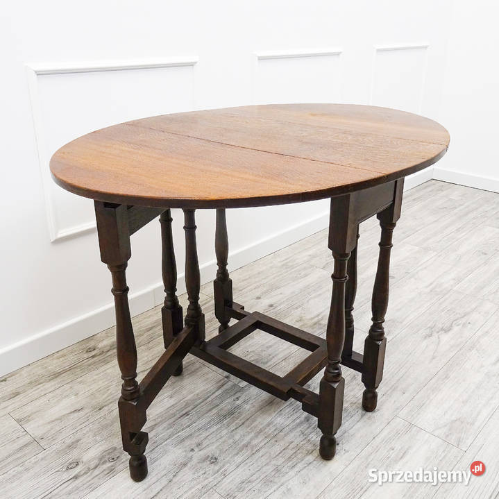 Stylowy rozkładany STOLIK kawowy DĘBOWY STOLIK