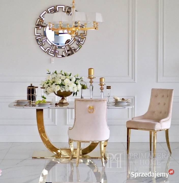 Stół glamour złoty ekskluzywny do jadalni