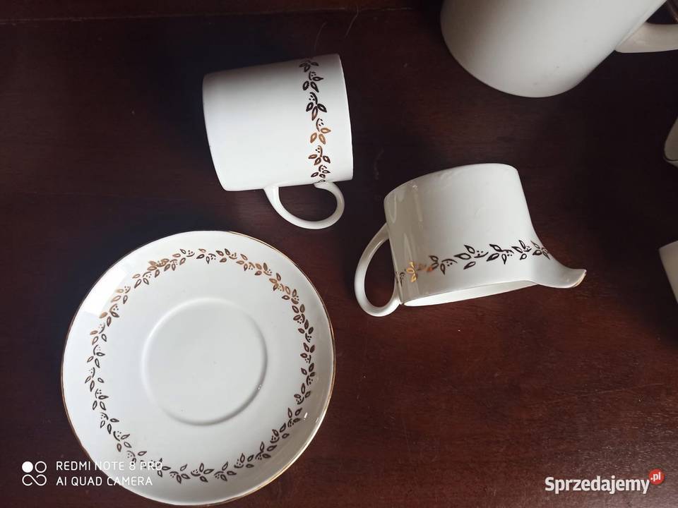 Serwis kawowy Dzbanek mlecznik i 5 Filiżanek Porcelana i szkło Gdańsk